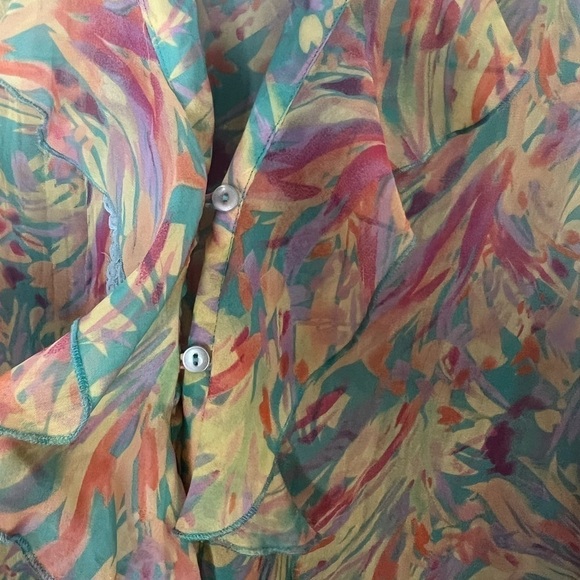 Metro Style Y2K Lace Ruffle Sleeveless Colorful Blouse 20 - Picture 5 of 6